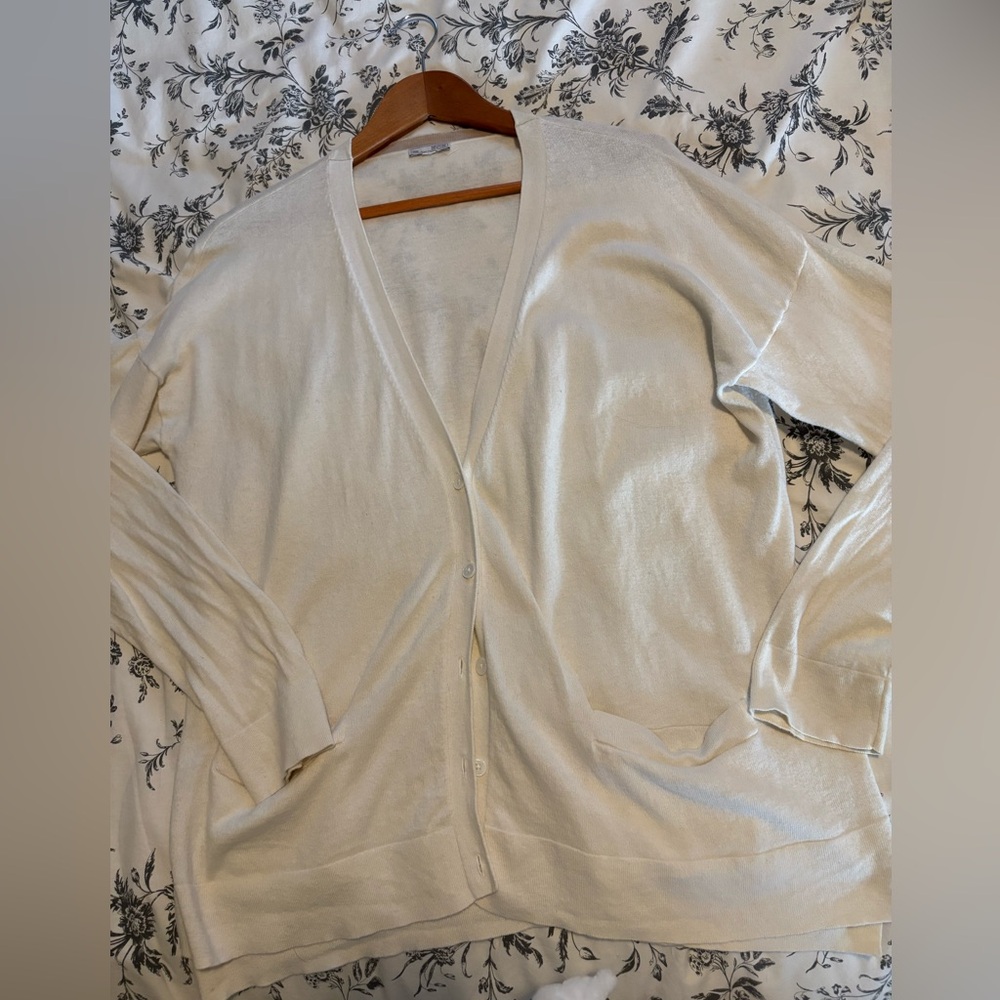 Silk cotton blend Cream Cardigan Sweater